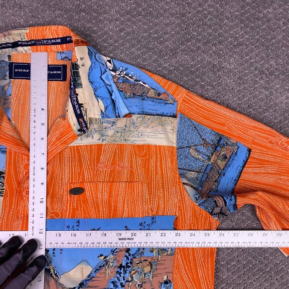 Vintage 90s Y2K Phat Farm Hawaiian Shirt Men's Large Japan Japanese Samurai Rap - Picture 7 of 10